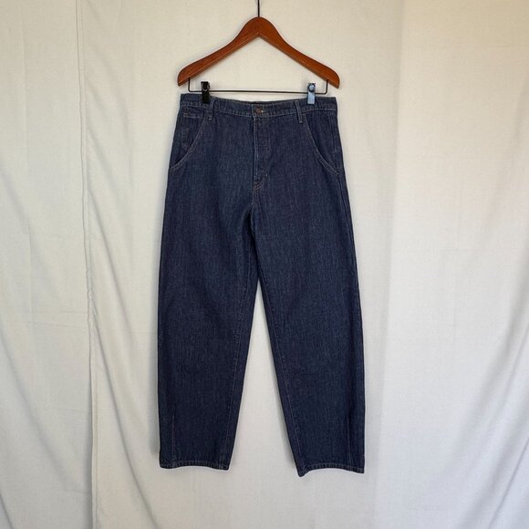 Banana Republic Premium Denim High Rise Relaxed Tapered Dark Blue Jeans Size 31 - Picture 3 of 16